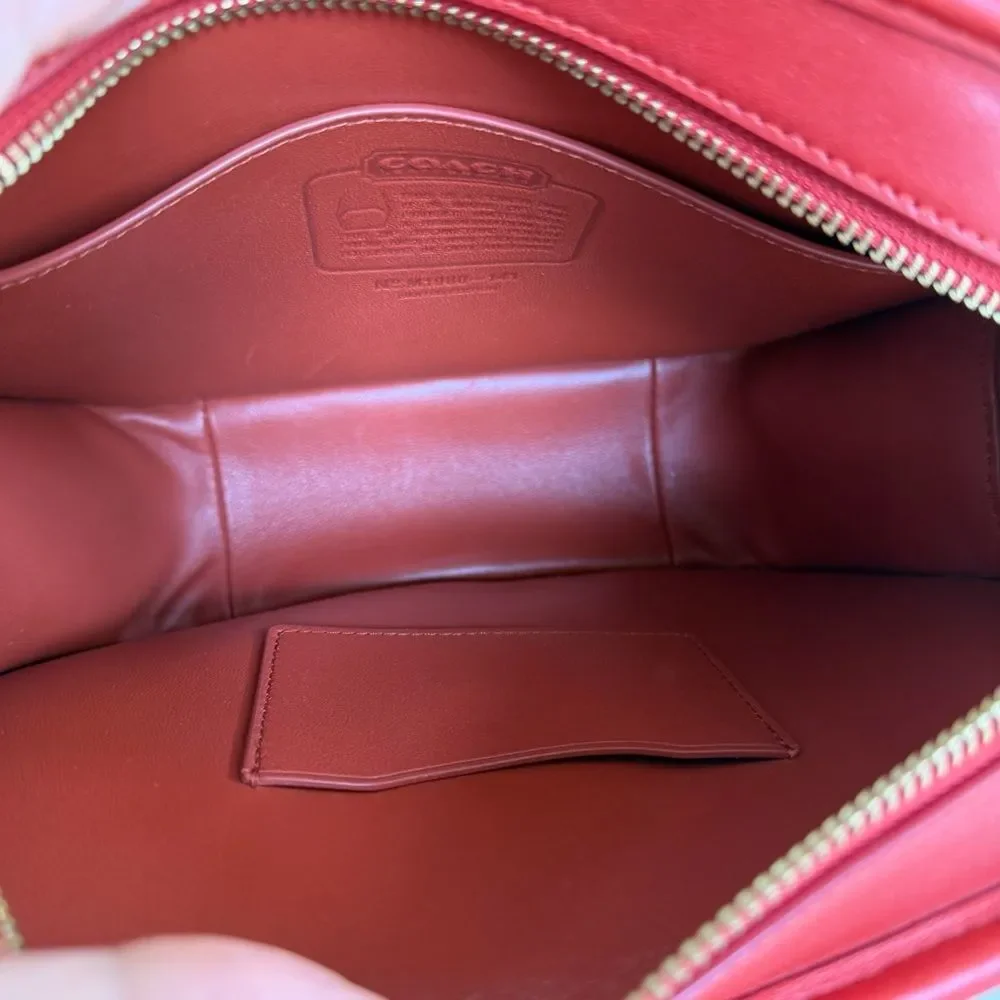 COACH Originals Archival Zip Geometric Pouch Leather Crossbody Bag Carmine Red - Picture 12 of 16